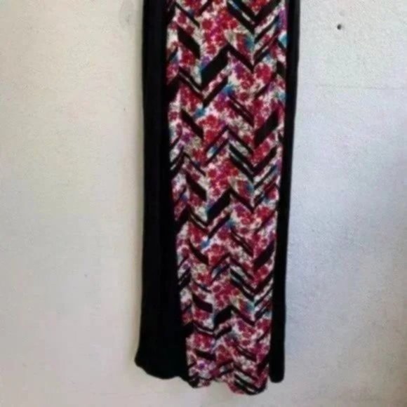 Eclipse black sides and printed insert maxi dress M - Picture 7 of 11